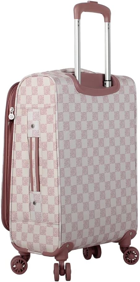 Steve Madden Designer Luggage Collection - Lightweight Softside Expandable Suitcase for Men & Women - Durable 20 Inch Carry On Bag with 4-Rolling Spinner Wheels (Chalet Pink, 20in)