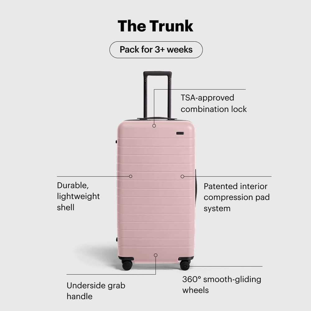 Away Large Trunk Luggage, 31 Inch Hardside Suitcase with Spinner Wheels, Lightweight & Durable, TSA Lock, Ideal for Long Trips, Blush Pink
