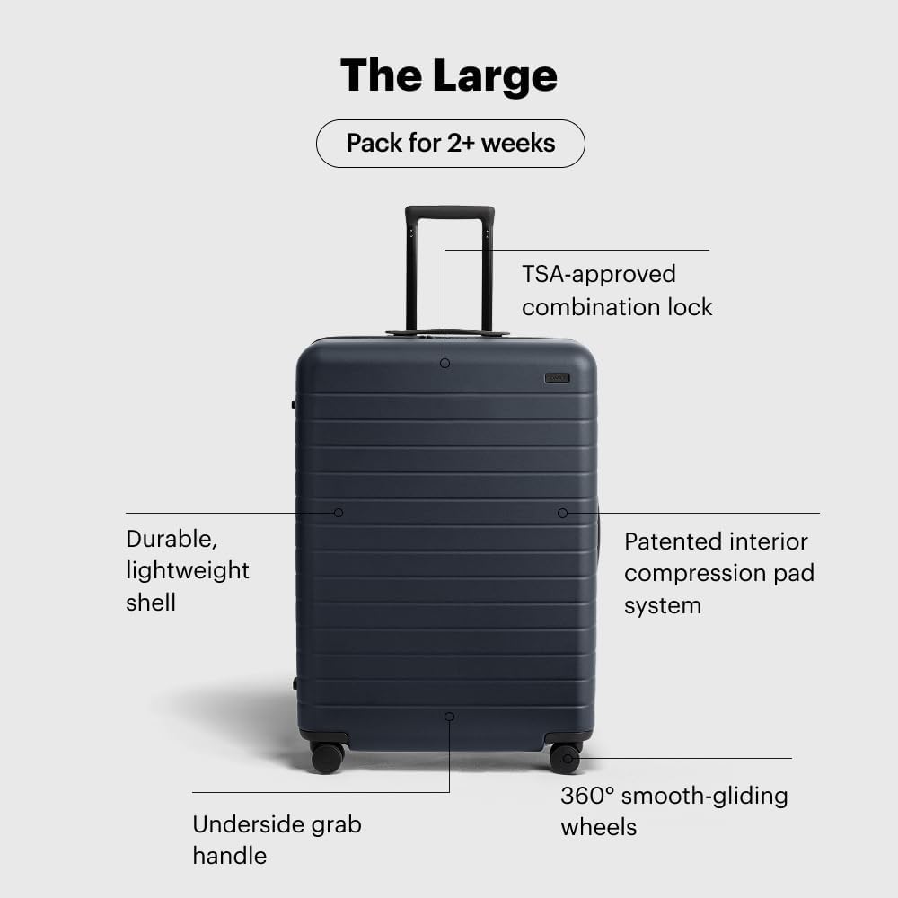 Away Large Checked Luggage, 29 Inch Hardside Suitcase with Spinner Wheels, Lightweight & Durable, TSA Lock, Navy Blue