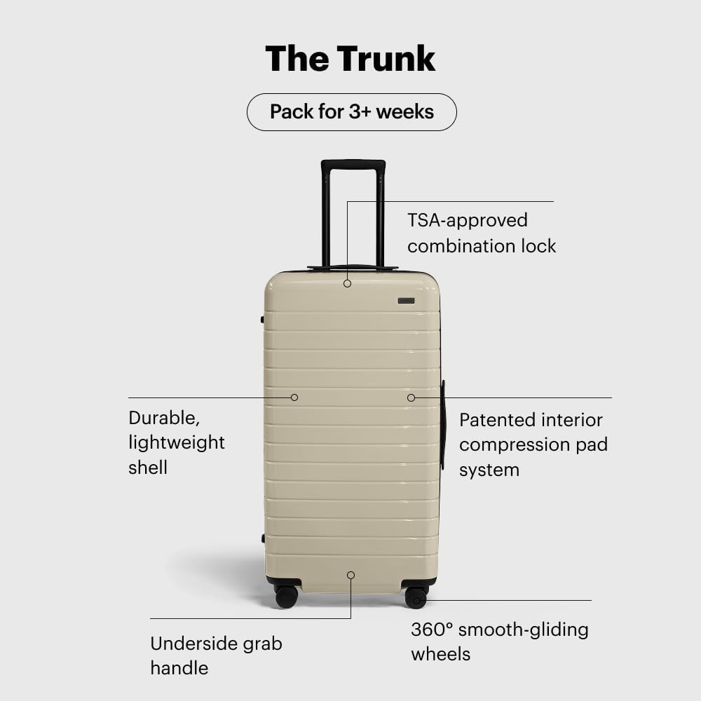 Away Large Trunk Luggage, 31 Inch Hardside Suitcase with Spinner Wheels, Lightweight & Durable, TSA Lock, Ideal for Long Trips, Salt White