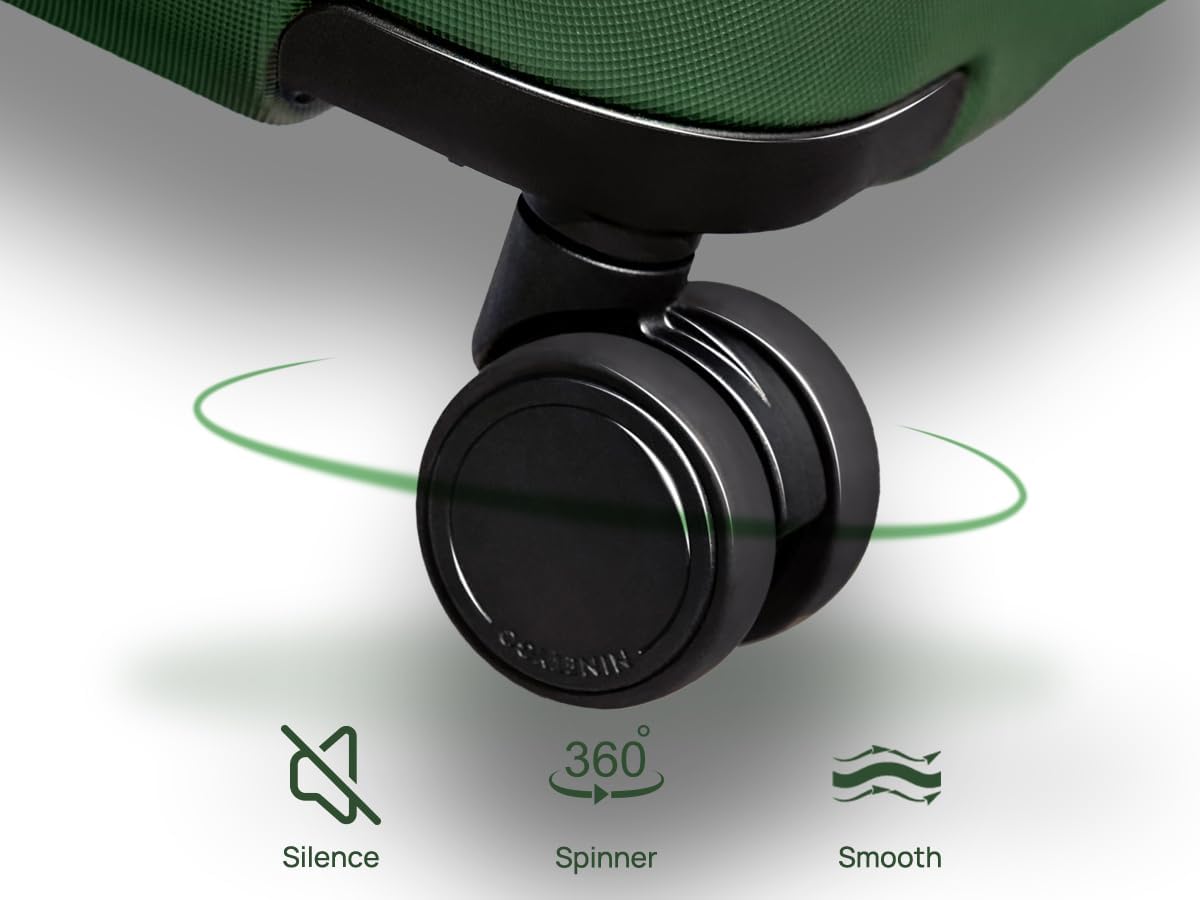 NINETYGO Trunk Luggage 26 Inch, Medium Checked Luggage with Double Spinner Wheels, Anti-Burst Zipper, Hard Case PC Suitcase, Lightweight Travel Luggage, TSA Approved (Pearl White, Hudson)