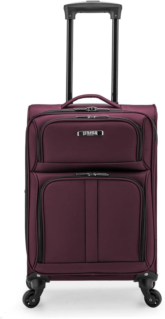 U.S. Traveler Anzio Softside Expandable Spinner Luggage, Burgundy, Carry-on 22-Inch