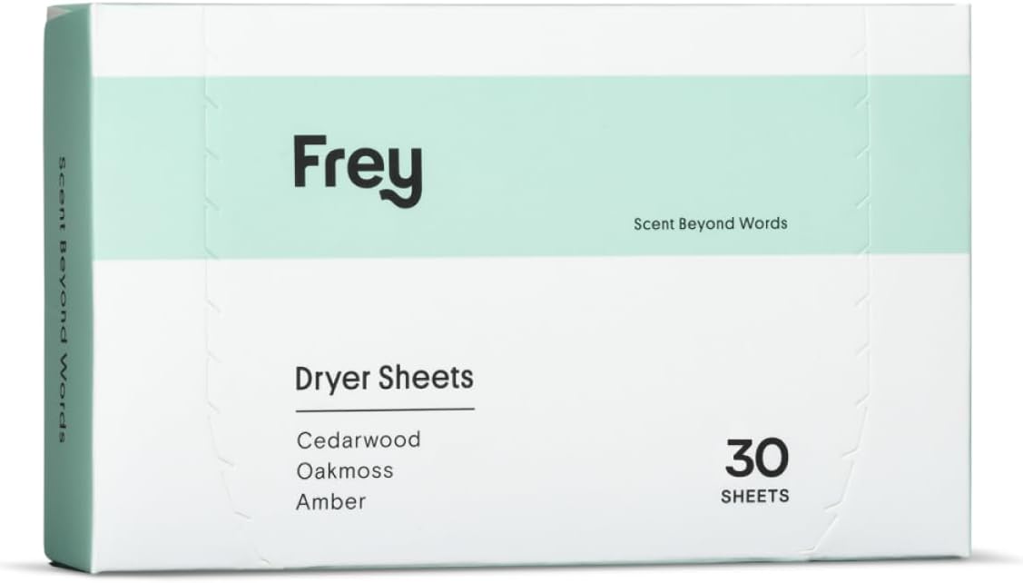 FREY Naturally Scented Dryer Sheets - Fabric Softener for Soft, Fresh & Clean Clothes (1-pack, Cedar Grove)