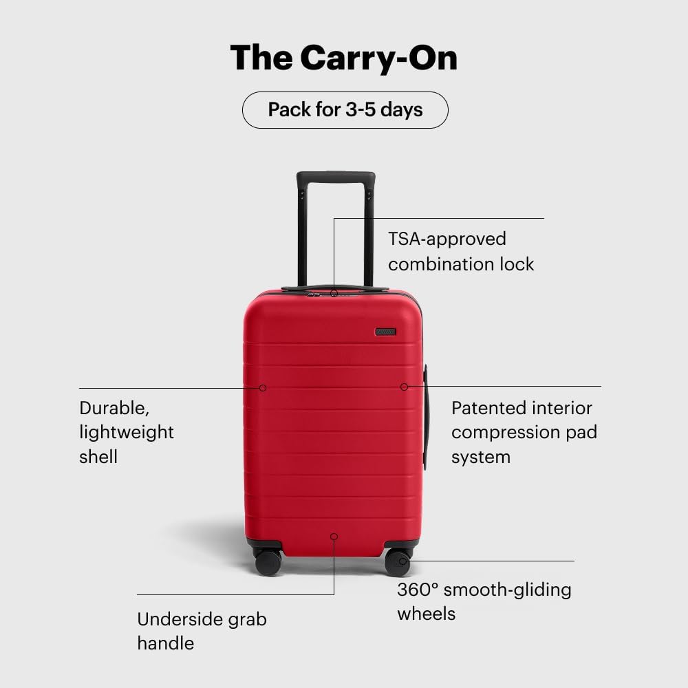 Away Carry-On Luggage, Lightweight Hardside Suitcase with Spinner Wheels, 22 Inch Airline Approved, TSA Lock, Cherry Red