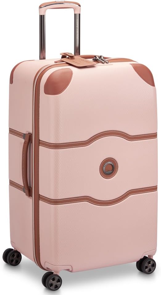 DELSEY PARIS Chatelet Air 2.0 Hardside Luggage Trunk with Spinner Wheels, Blush Pink, Checked-26 Inch Trunk