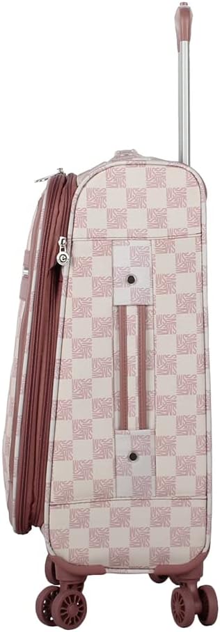 Steve Madden Designer Luggage Collection - Lightweight Softside Expandable Suitcase for Men & Women - Durable 20 Inch Carry On Bag with 4-Rolling Spinner Wheels (Chalet Pink, 20in)
