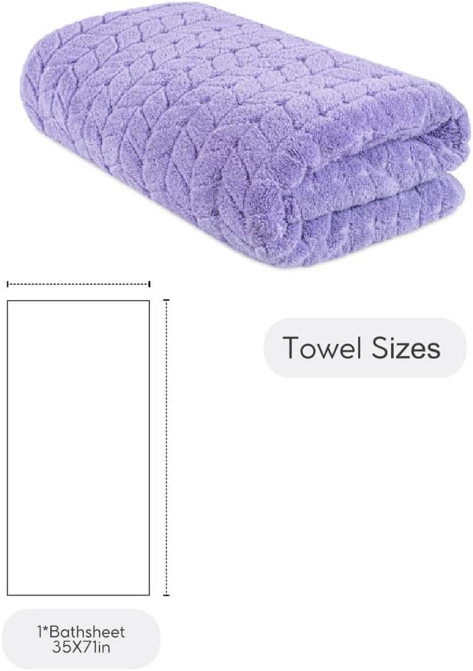 BAGNO MILANO Turkish Bath Towels, Soft Plush Jacquard Luxury Bath Towels, Quick Dry Towel Set (Lavender, Bath Sheet)