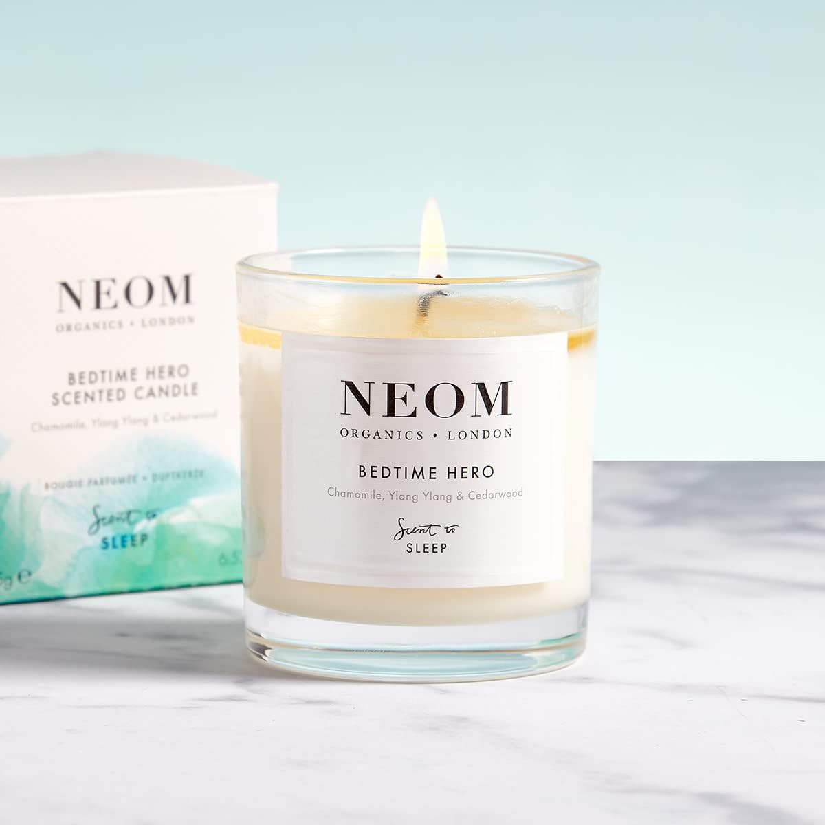 Neom- Bedtime Hero Luxury Candle, 1 Wick | Ylang Ylang & Chamomile | Essential Oil Aromatherapy Candle |Scent to Sleep