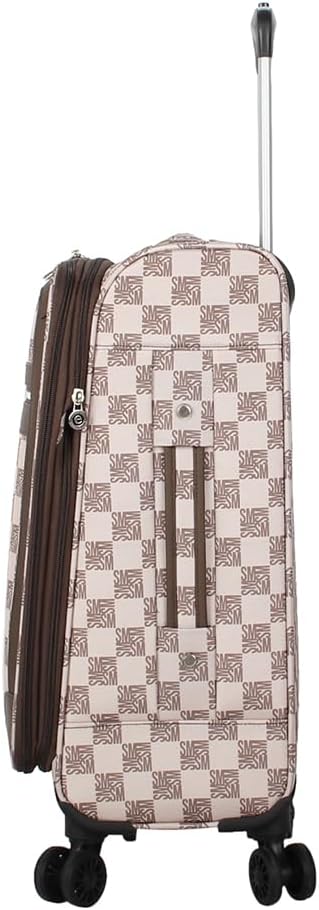 Steve Madden Designer Luggage Collection - Lightweight Softside Expandable Suitcase for Men & Women - Durable 20 Inch Carry On Bag with 4-Rolling Spinner Wheels (Chalet Brown, 20in)