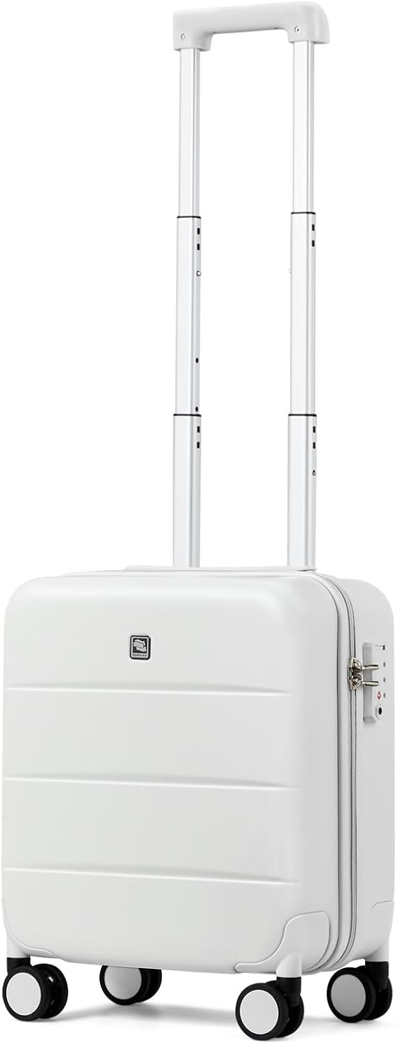 Hanke 16 Inch Underseat Carry On Luggage with Spinner Wheels Hard Shell Suitcases Mini Small Carry On Bag for Airline Approved TSA Luggage Lightweight Travel Suit Case(Smoke White)
