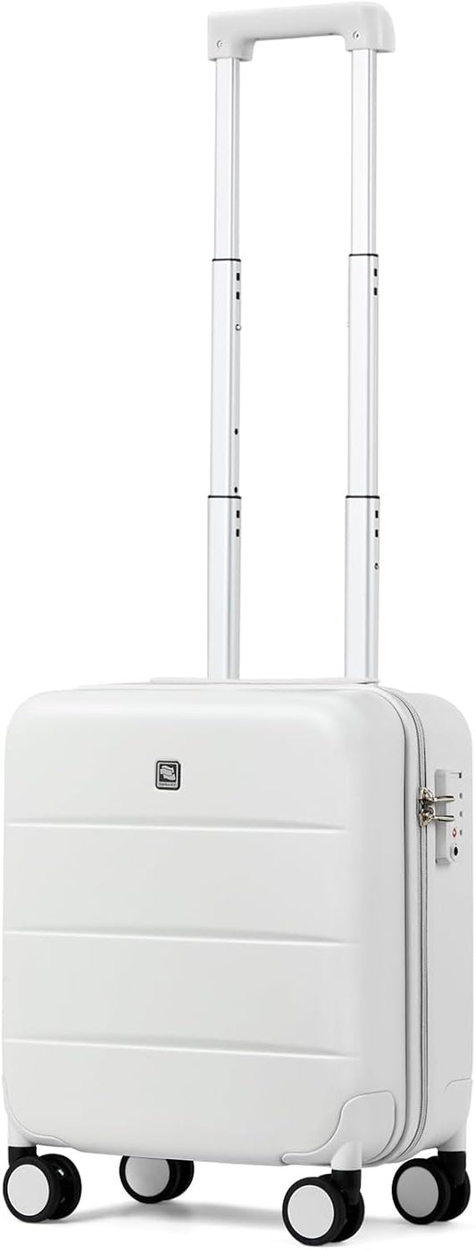 Hanke 16 Inch Underseat Carry On Luggage with Spinner Wheels Hard Shell Suitcases Mini Small Carry On Bag for Airline Approved TSA Luggage Lightweight Travel Suit Case(Smoke White)