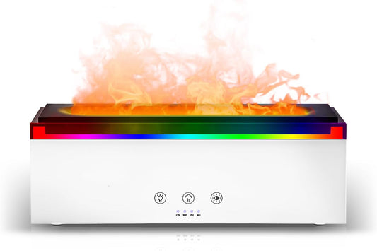 NEWYID Essential Oil Diffuser, Ultrasonic Full Touch Screen Flame Diffuser Humidifier with 17 LED Lights& 4 Timer Waterless Auto-Off, Aroma Diffuser for Large Room Home-White