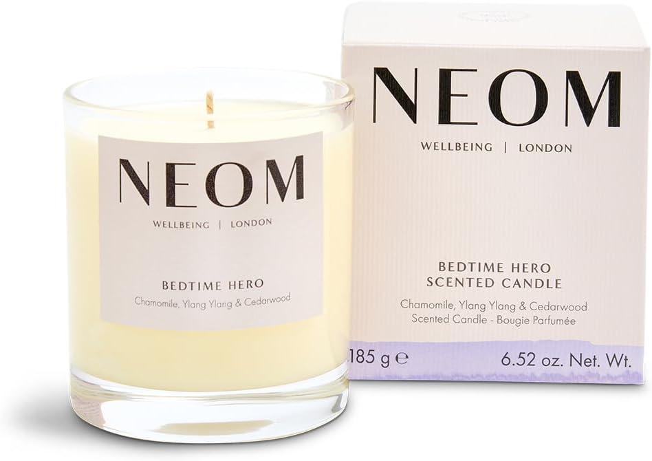 Neom- Bedtime Hero Luxury Candle, 1 Wick | Ylang Ylang & Chamomile | Essential Oil Aromatherapy Candle |Scent to Sleep