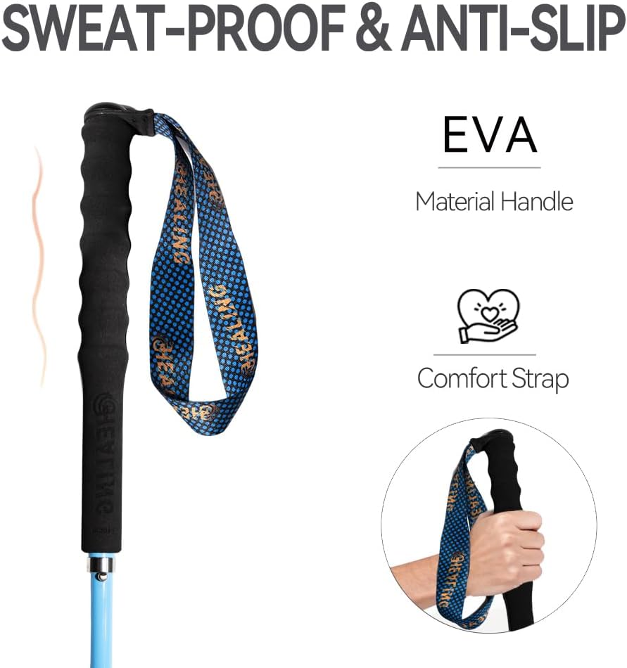 Carbon Fiber Trekking Poles 2-Pack - Ultra Lightweight 10oz, Collapsible 3-Piece Folding Design with Anti-Shock, Moisture-Wicking Cork Grips for Hiking, Mountaineering