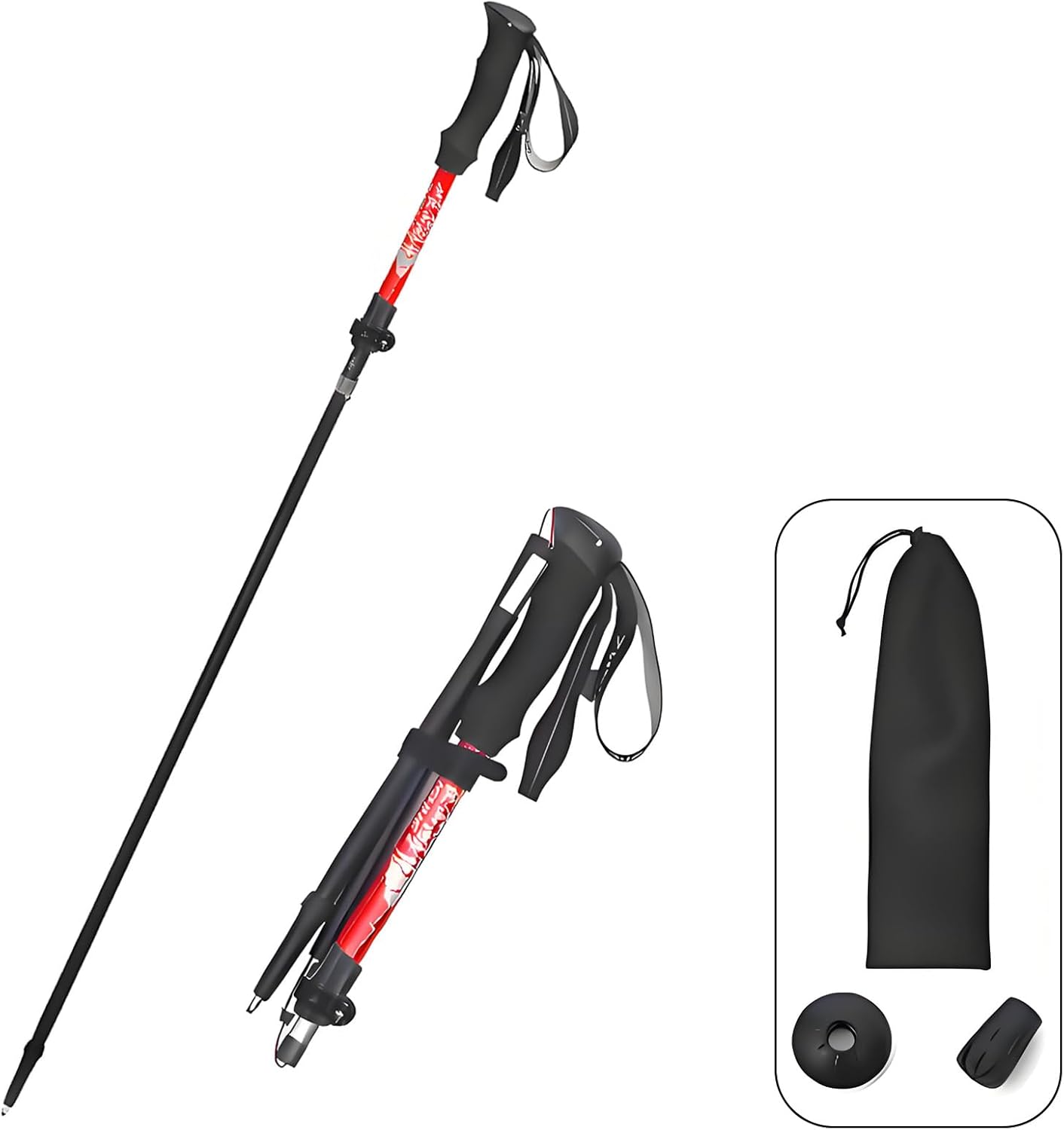 Aluminum Collapsible Ultralight Travel Trekking Hiking Poles Djustable Height,Walking Sticks with Quick Lock System, Telescopic, Camping for Men and Women