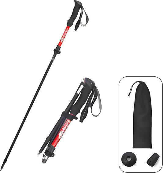 Aluminum Collapsible Ultralight Travel Trekking Hiking Poles Djustable Height,Walking Sticks with Quick Lock System, Telescopic, Camping for Men and Women