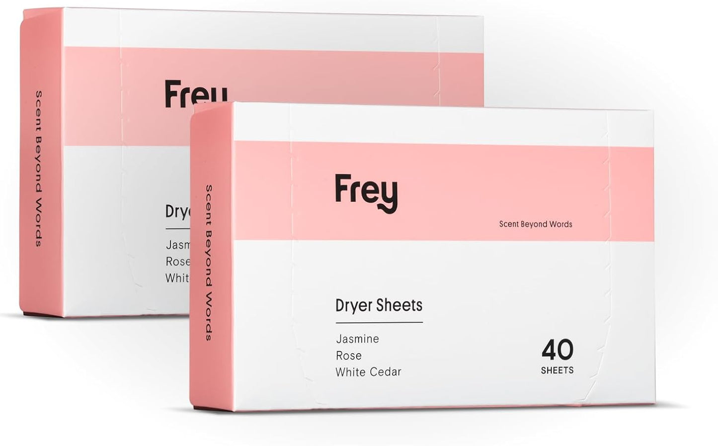 FREY Naturally Scented Dryer Sheets - Fabric Softener for Soft, Fresh & Clean Clothes (2-pack, Jasmine Rose)