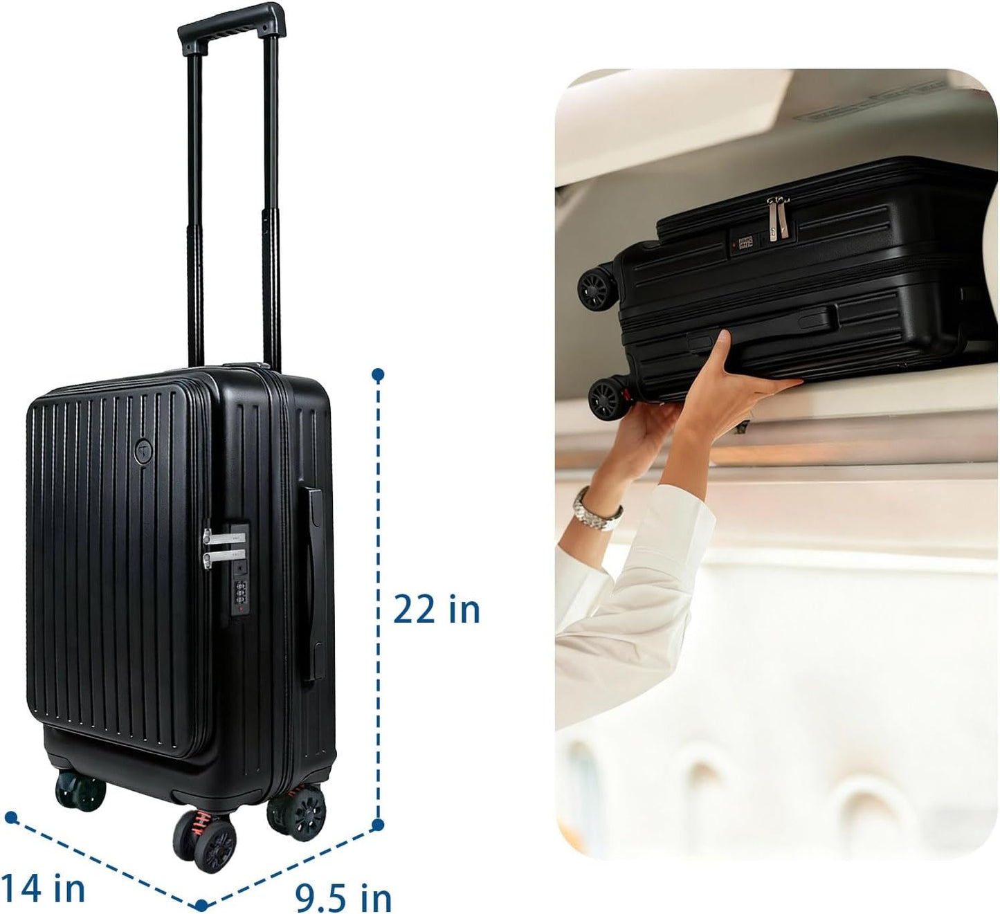 Carry on Suitcases with Wheels, 20 inch Carry on Luggage 22x14x9 Airline Approved, Hard Shell Top-open Design Luggage with Spinner wheels, Expandable Suitcase with YKK zipper, Lightweight and Durable.