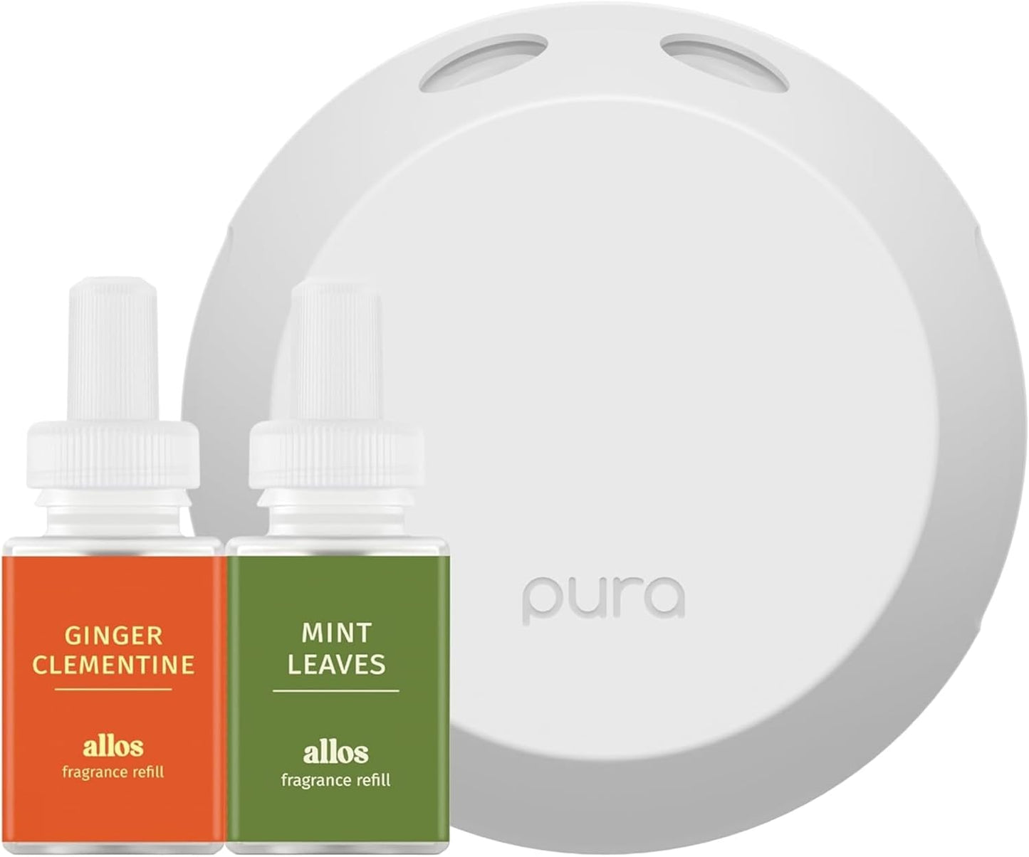Pura Smart Home Fragrance Device Starter Set - Pura 4 - Scent Diffuser for Home - Includes Fragrance Aroma Diffuser - Square Box, Ginger Clementine and Mint Leaves Scent Refills