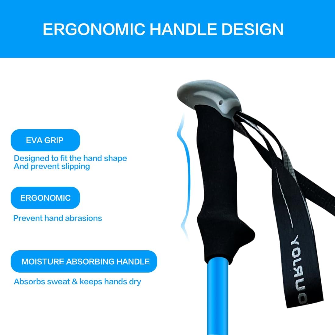 Hiking Trekking Poles, 2 Pack Anti Shock, Adjustable, Collapsible Hiking Poles for Trekking or Walking, Lightweight Aluminum Sticks for Children