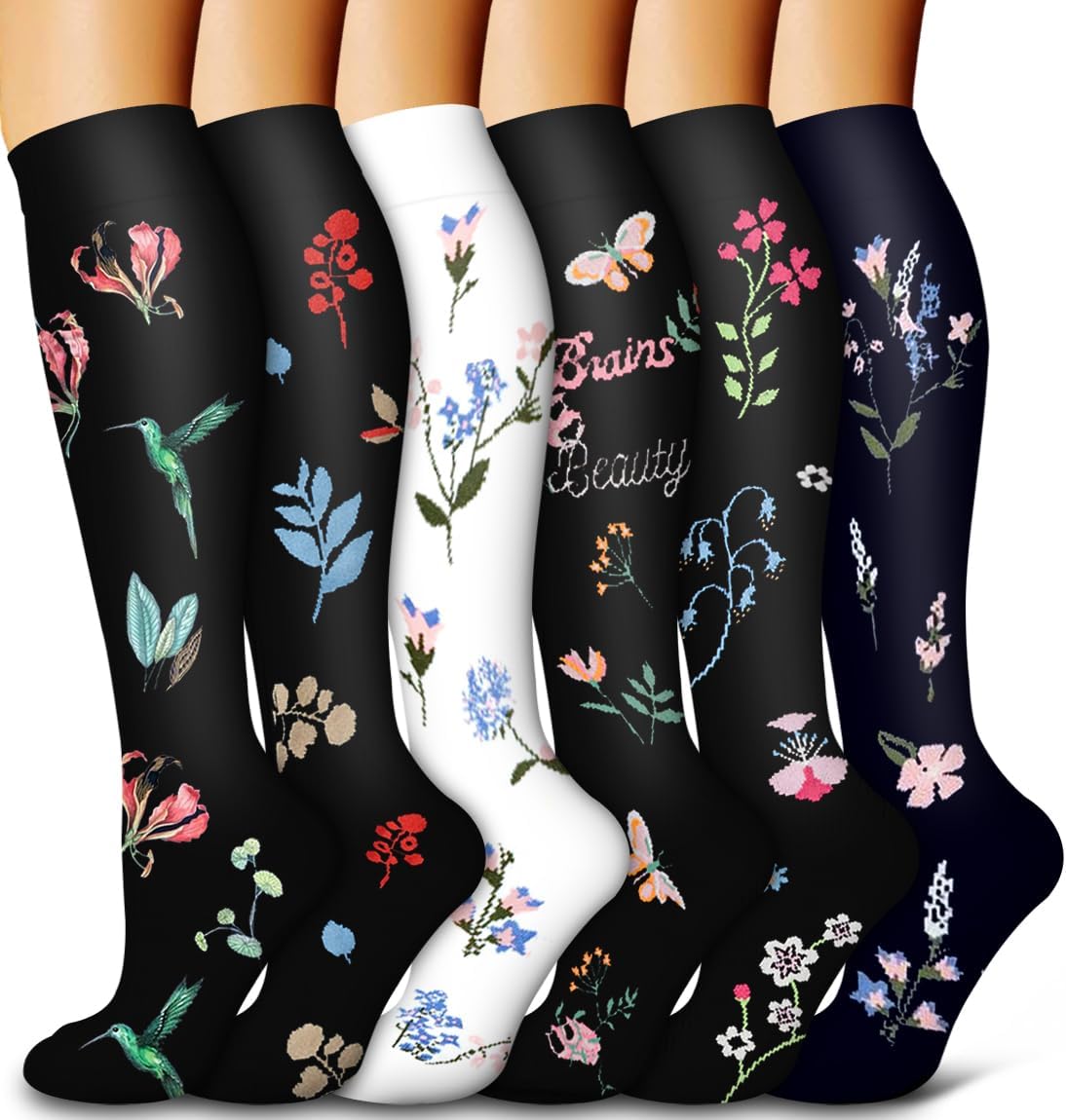 6 Pack Copper Compression Socks for Women and Men Circulation-Best Support for Medical, Running,Nursing,Athletic