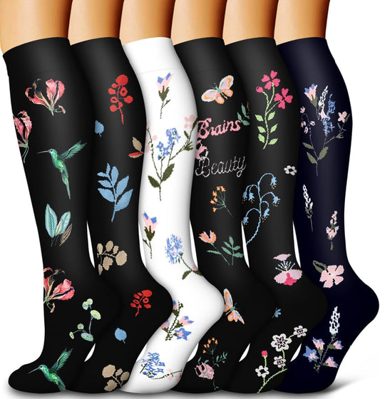 6 Pack Copper Compression Socks for Women and Men Circulation-Best Support for Medical, Running,Nursing,Athletic
