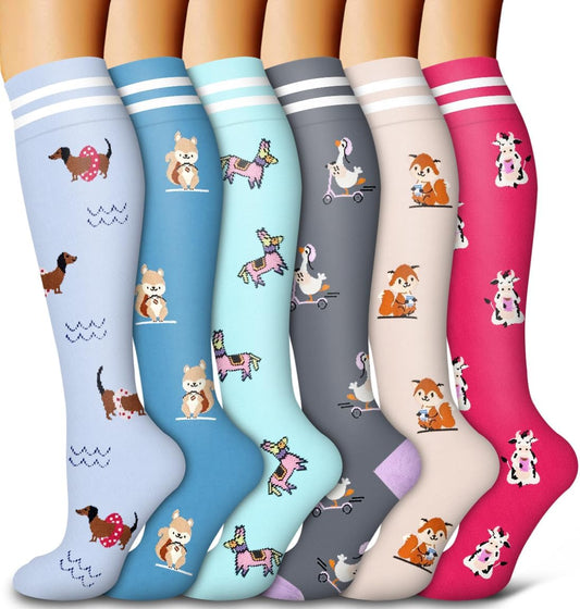 6 Pack Copper Compression Socks for Women and Men Circulation-Best Support for Medical, Running,Nursing,Athletic