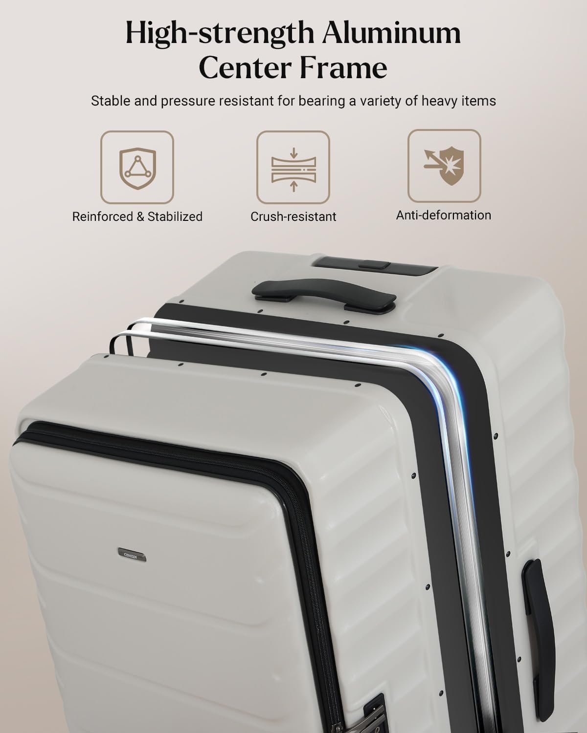Luggage Sets 2 Pieces, 20/28 Inch PC Hardshell Suitcase with Spinner Wheels, 20 Inch Expandable Clamshell Carry On Luggage and 28 Inch Aluminum Frame Top Opening Checked Luggage (White)