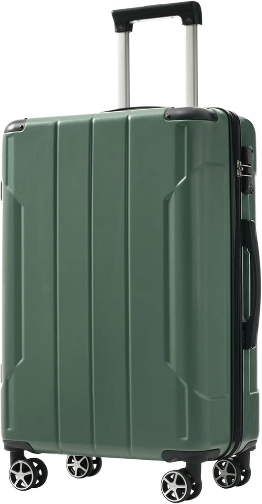 Merax 24 Inch Expandable Checked Luggage, Hardshell ABS Medium Suitcase with Spinner Wheels, TSA Lock, Lightweight Durable Travel Suitcase for Men Women(Green)