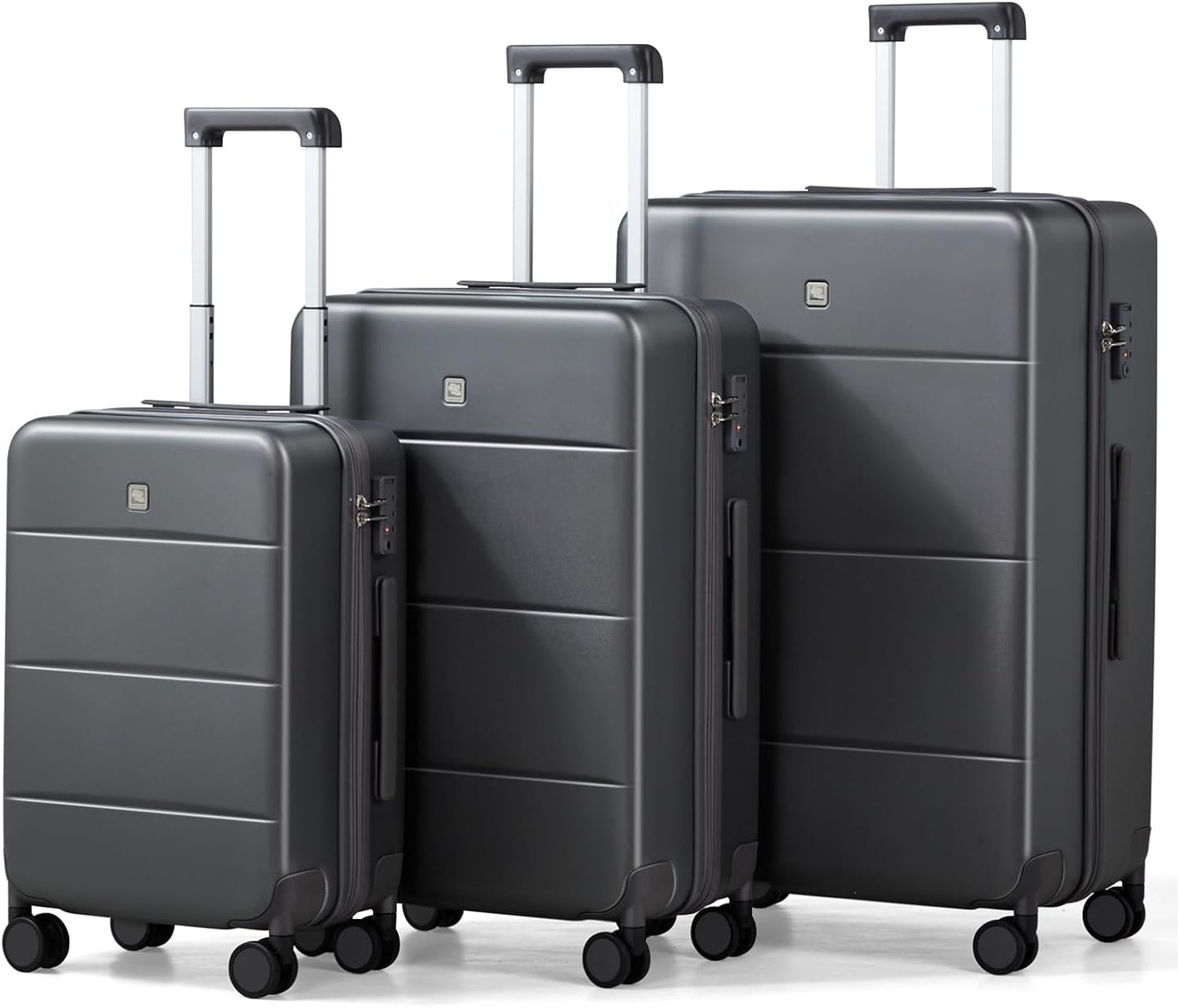 Hanke 3 Piece Luggage Sets with Spinner Wheels, Carry On Luggage Lightweight PC Hard Shell Suitcases TSA Luggage Checked Bag 20/24/28 Inch (Graphite Grey)