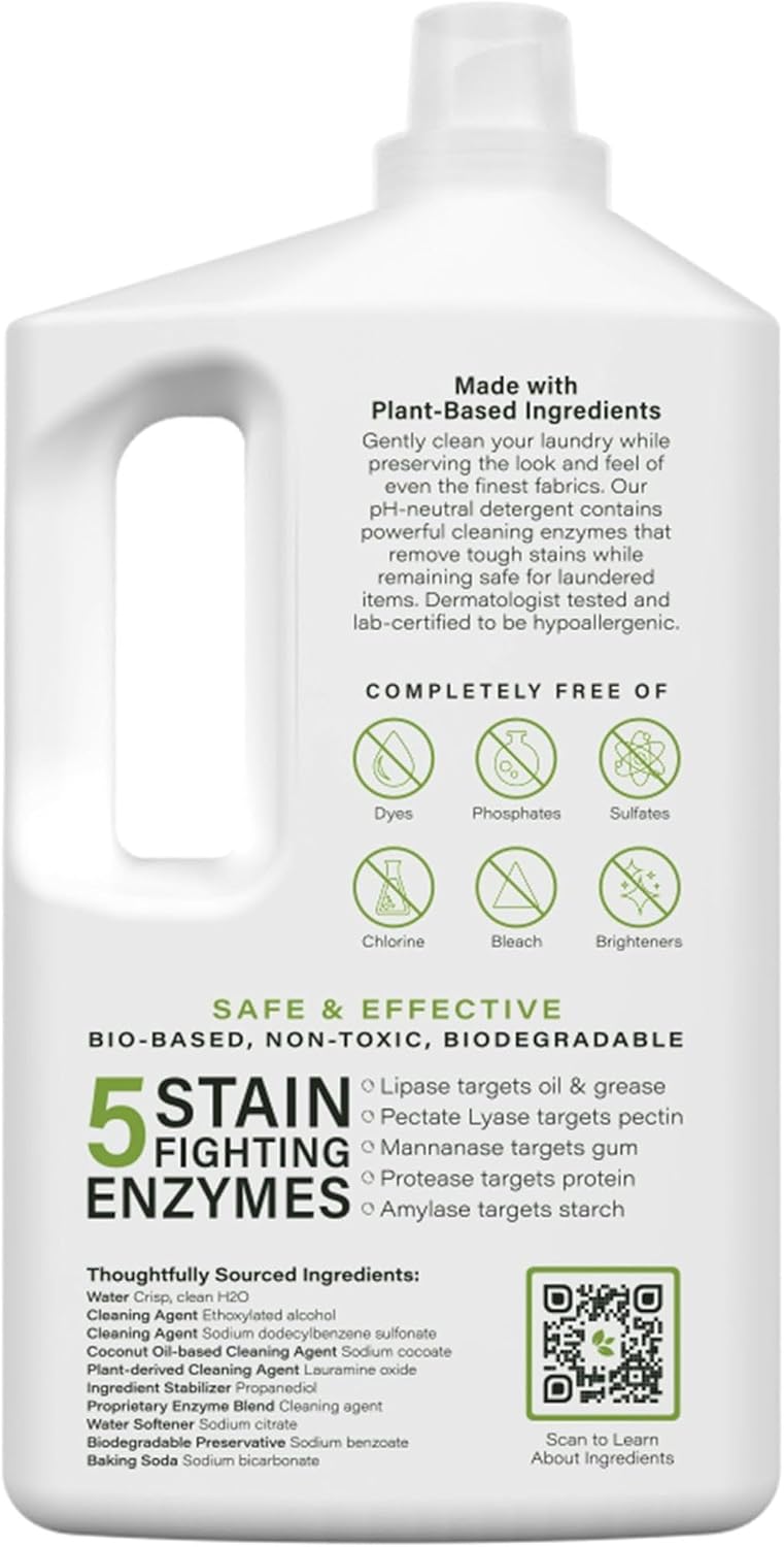 Heritage Park Luxury Laundry Detergent | Dermatologist Tested Plant based Natural & Enzyme Laundry Detergent | Sensitive Skin Friendly - Fragrance Free (64 fl oz)