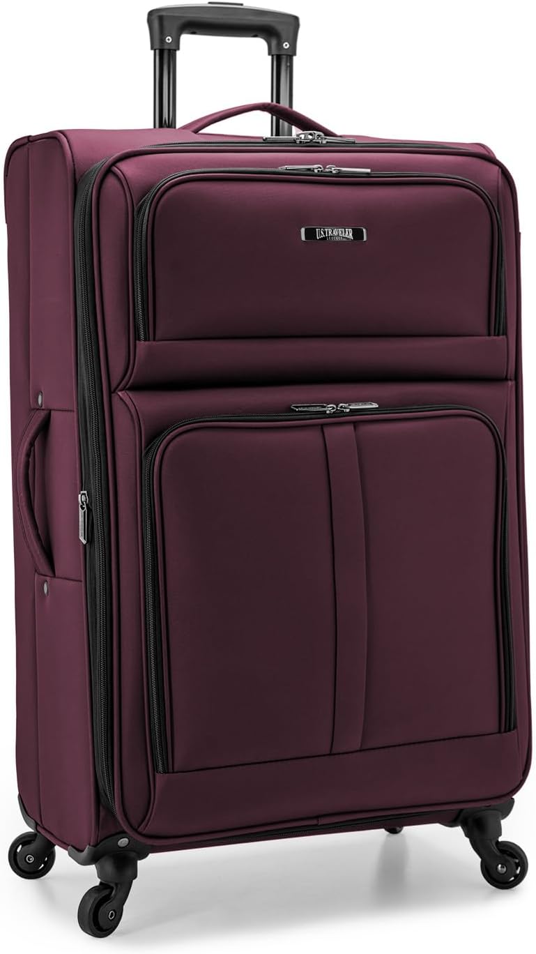 U.S. Traveler Anzio Softside Expandable Spinner Luggage, Burgundy, 2-Piece Set (22/30)