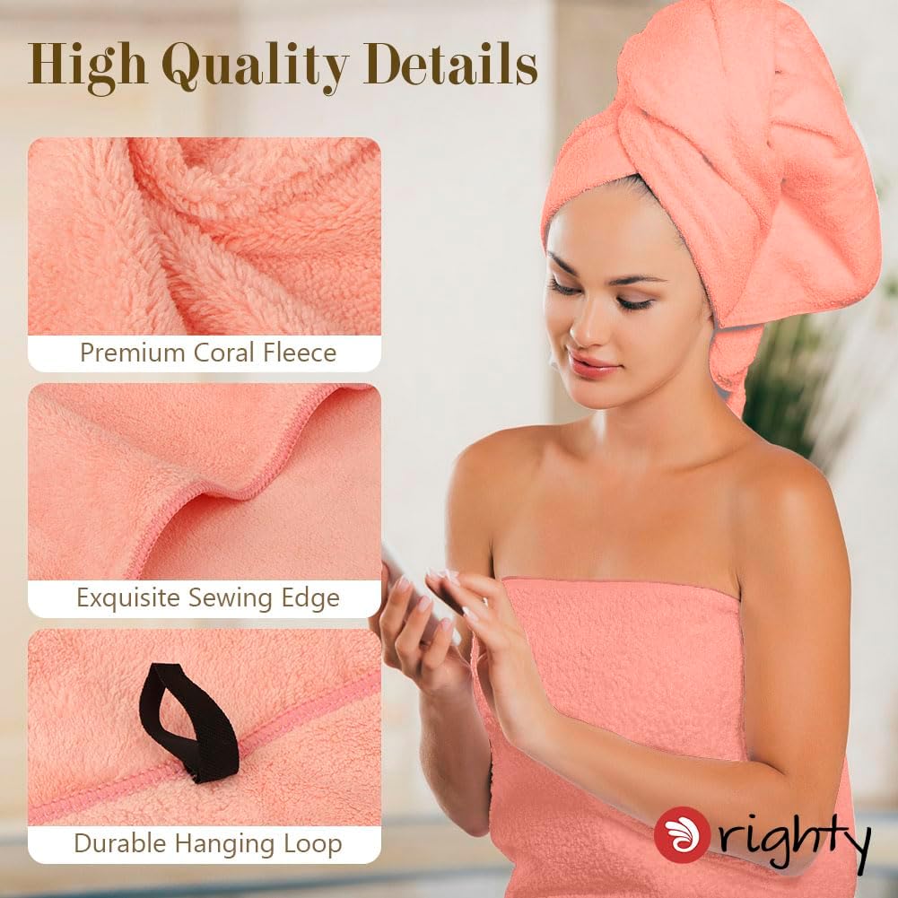 Orighty Microfiber Bath Towels Pack of 4(27'' x 54'') - Soft Feel, Highly Absorbent, Quick Drying for Body, Sport, Yoga, SPA, Fitness - Pink