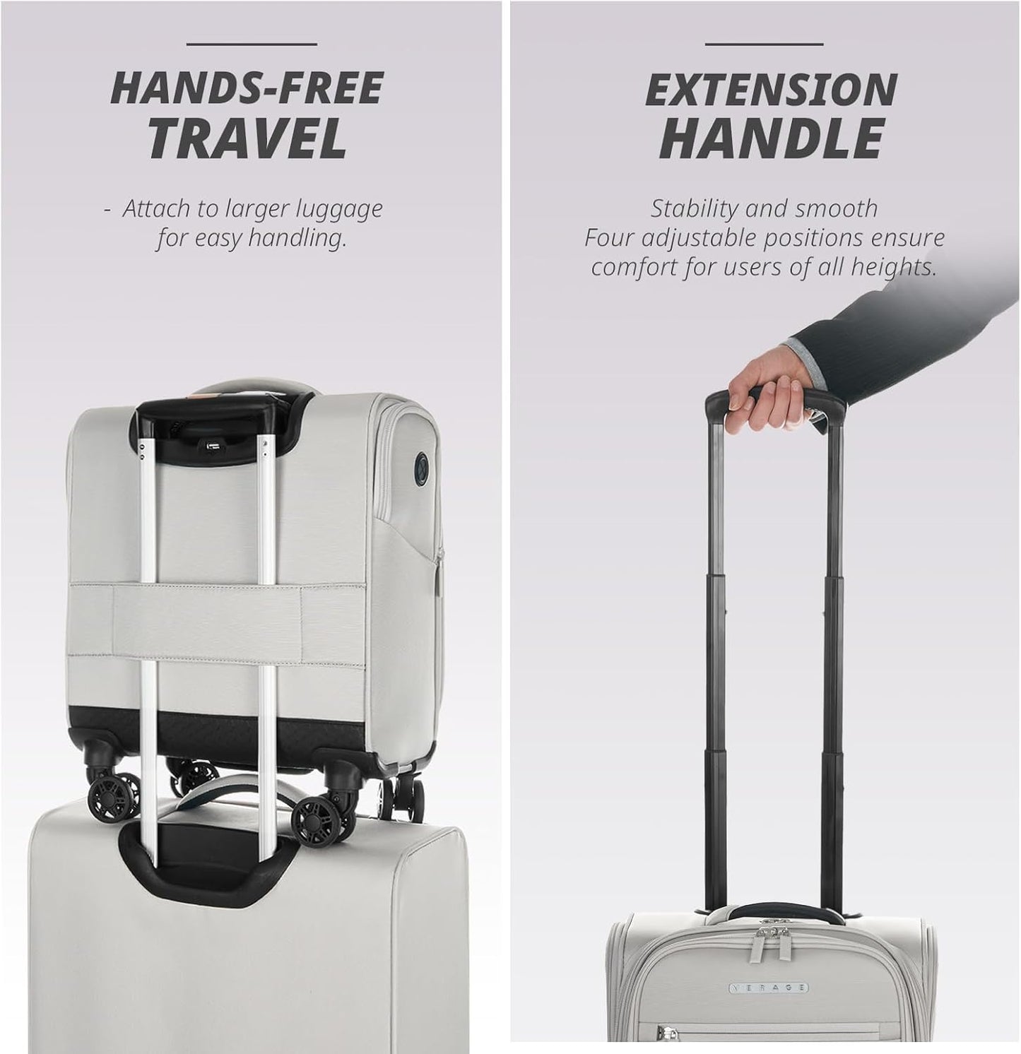 Verage Under Seat Luggage with Wheels, Softside Small Suitcase Spinner Carry On Luggage Bags for Airlines Airplanes Short Trip Men Women (Cloud Gray, 14-Inch Underseat)