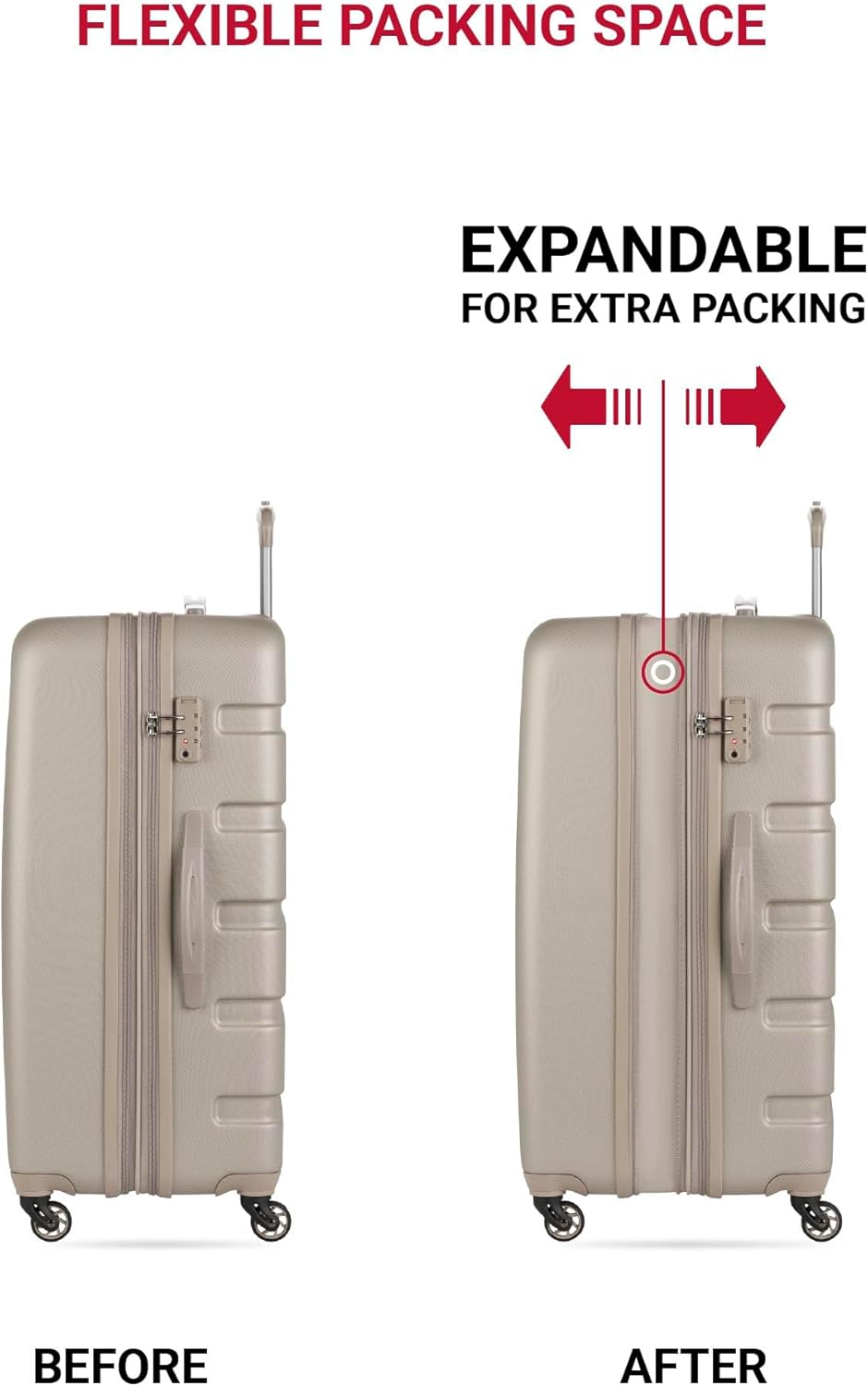 SwissGear 7366 Signature Hardside Expandable Luggage with Spinner Wheels, TSA Lock, Sand, Checked-Large 27-Inch