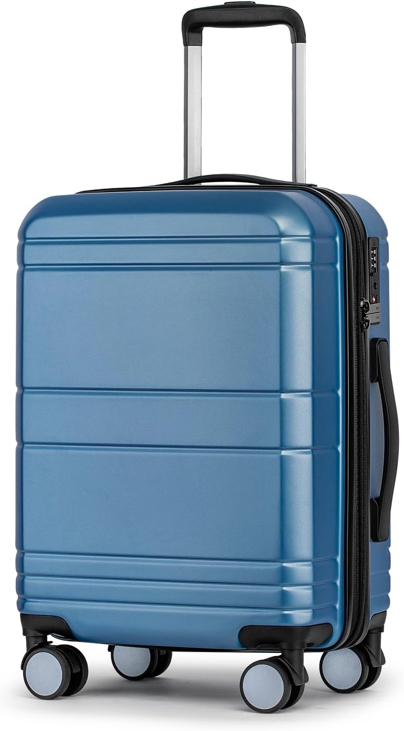 KYME Carry On Luggage 22x14x9 Airline Approved with TSA Lock Hard Shell Carry On Suitcase Lightweight Suitcases with Wheels Small Luggage for Men Women,Carry-On 20 Inch,Blue
