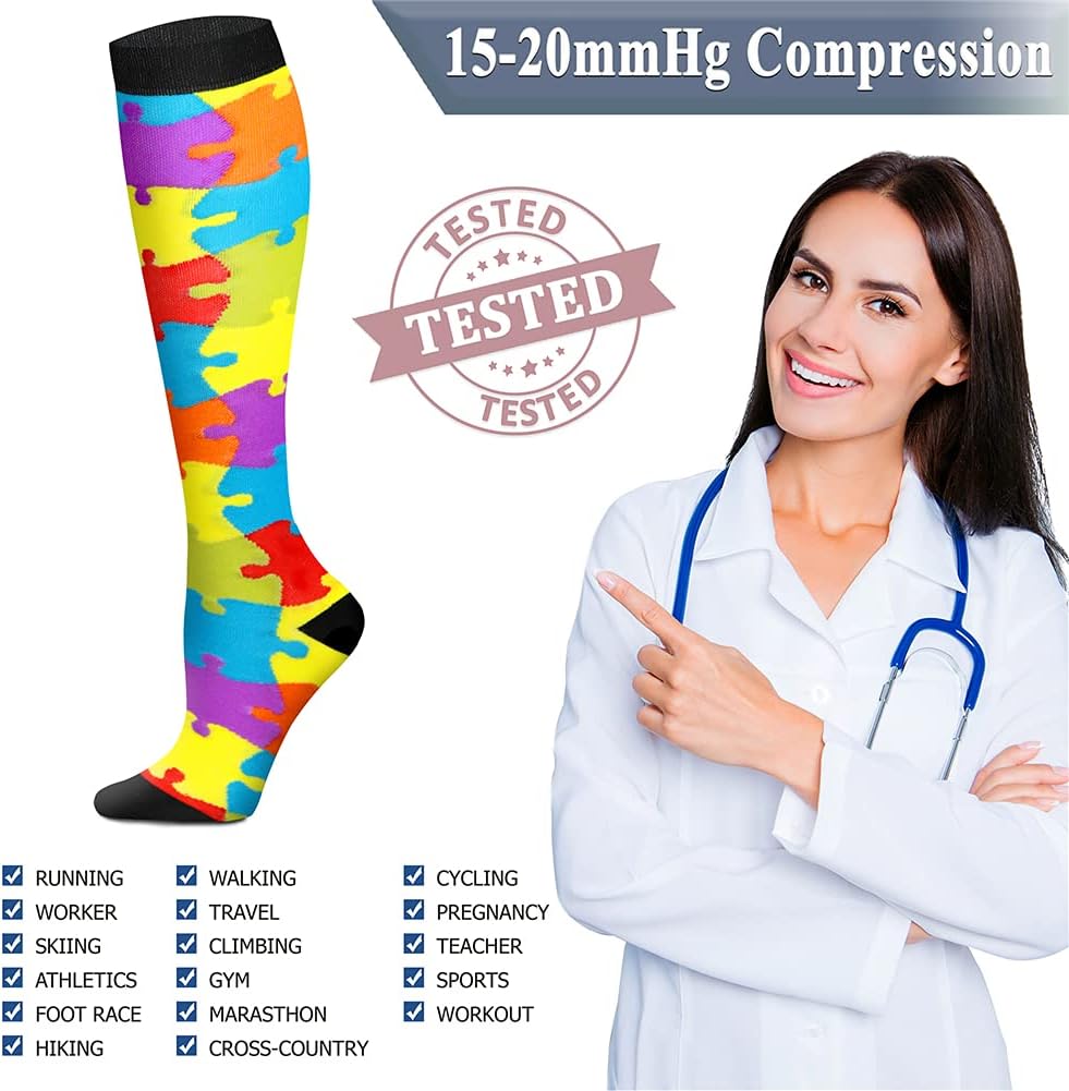 QUXIANG Copper Compression Socks for Women & Men Circulation (8 Pairs) - Best for Running Athletic Cycling - 15-20 mmHg