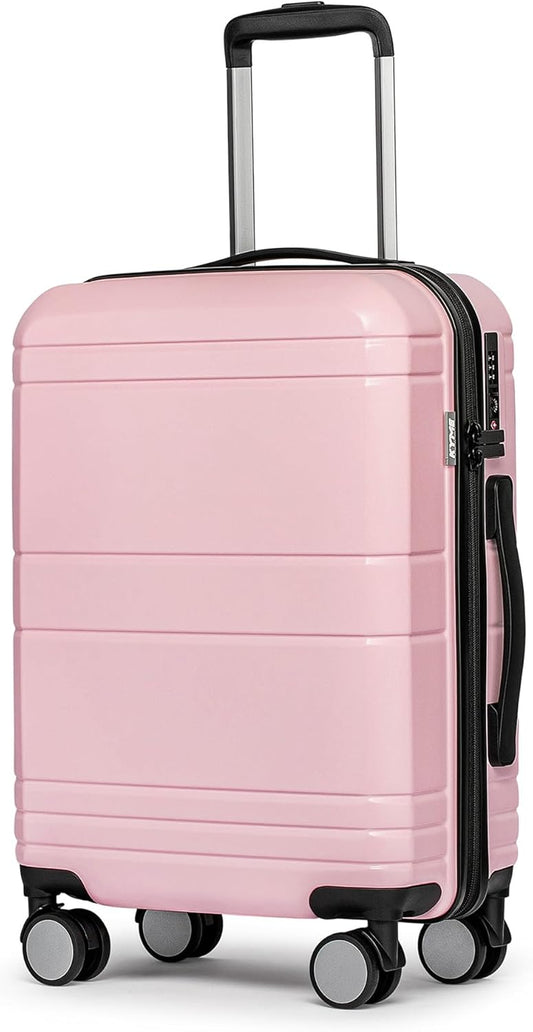 KYME Carry On Luggage 22x14x9 Airline Approved with TSA Lock Hard Shell Carry On Suitcase Lightweight Suitcases with Wheels Small Luggage for Men Women,Carry-On 20 Inch,Pink