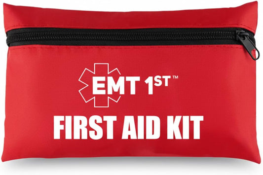 EMT 1st 73 Pcs Emergency Responder Mini First Aid Kit Pouch with 23 Unique Items & Emergency Blanket,First Aid Kit for car, Travel & Home - Emergency Bag for Hiking, Camping, Backpacking and Outdoor