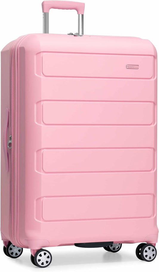 Traveler's Choice Pagosa Indestructible Hardshell Expandable Spinner Luggage, Pink, 30-Inch Large