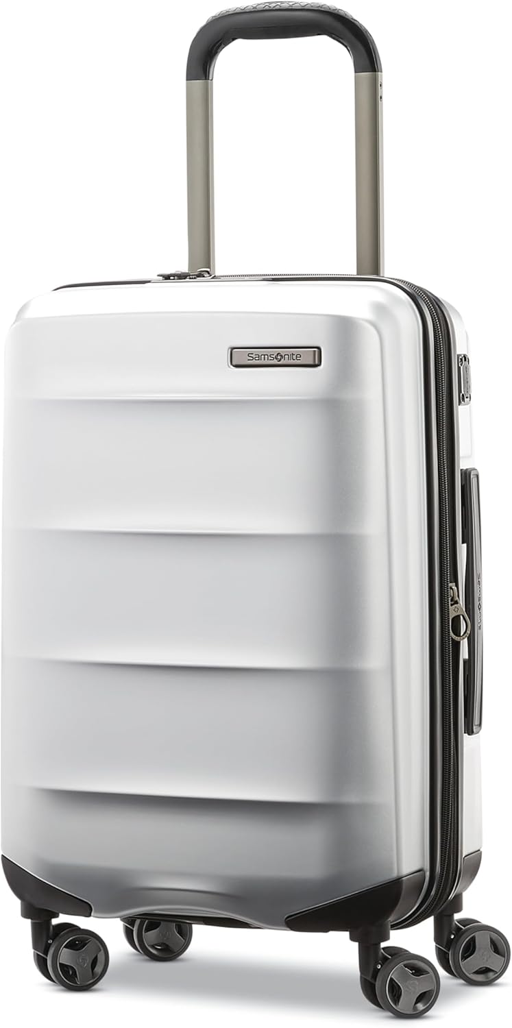Samsonite Octiv Lightweight Hardshell 20-Inch Carry-On Luggage- Durable & Impact Resistant, 360° Aero Trac Spinner Wheels, Adjustable Telescopic Handle, Expandable Suitcase, TSA Approved Lock - Silver