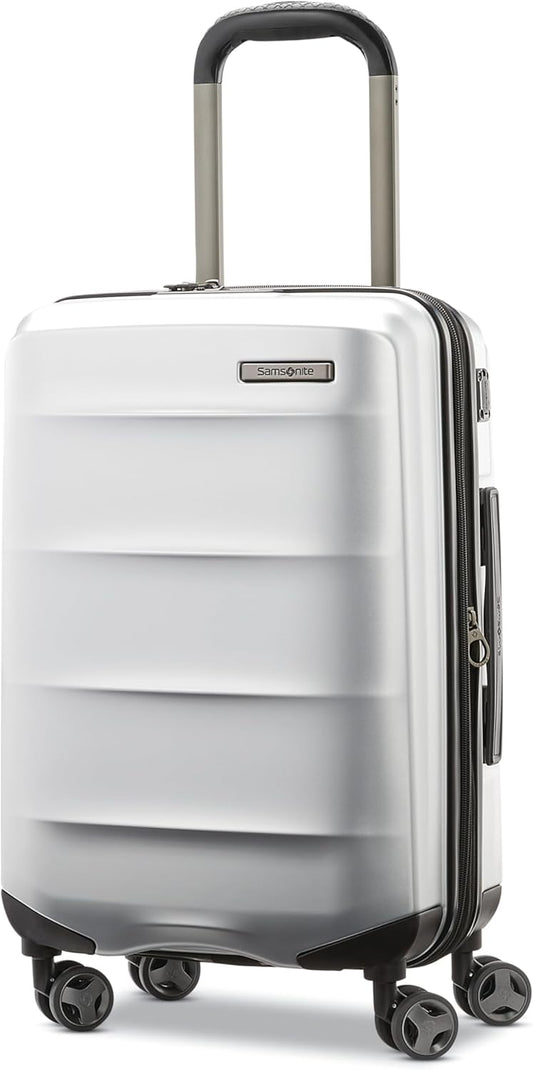 Samsonite Octiv Lightweight Hardshell 20-Inch Carry-On Luggage- Durable & Impact Resistant, 360° Aero Trac Spinner Wheels, Adjustable Telescopic Handle, Expandable Suitcase, TSA Approved Lock - Silver