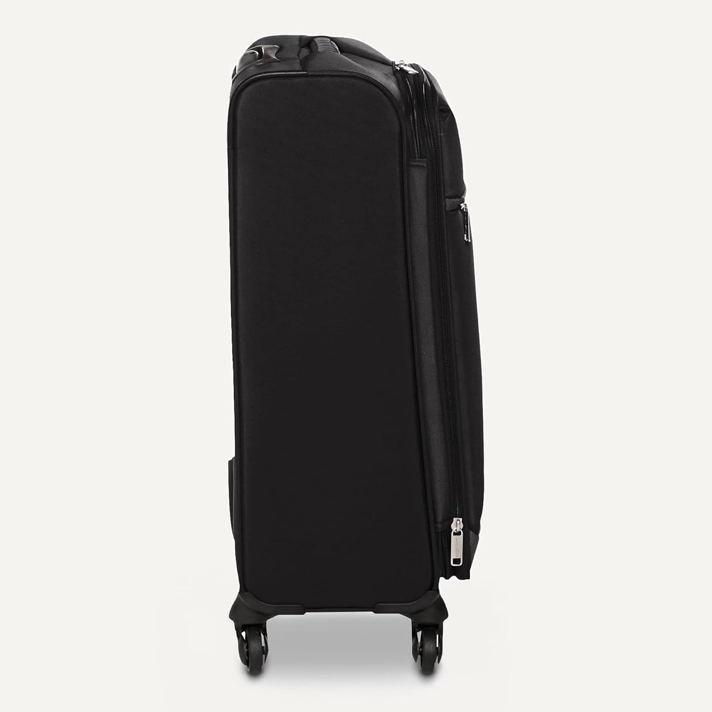 Amazon Basics Luggage, 28" Large Checked Softside Suitcase With Wheels, With Four 360-Degree Multi-directional Spinner Wheels, Expandable Capacity, Zippered Pocket and Straps, Telescopic Handle, Black