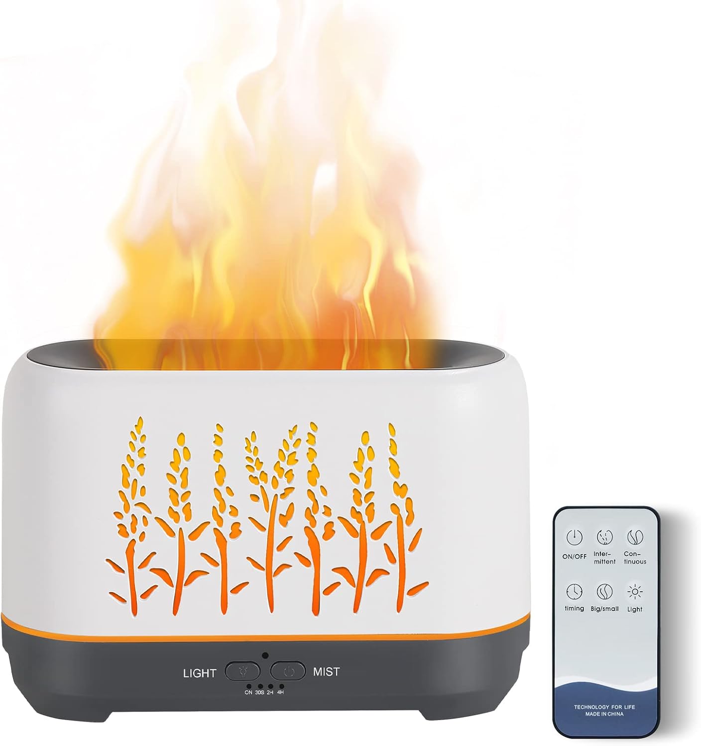 NEWYID Essential Oil Diffusers, 240ml Ultrasonic Flame Oil Diffuser, 3 Mist Mode 4 Timer Up to 12H of Continuous Aroma Waterless Auto-Off Diffusers for Essential Oil Large Room