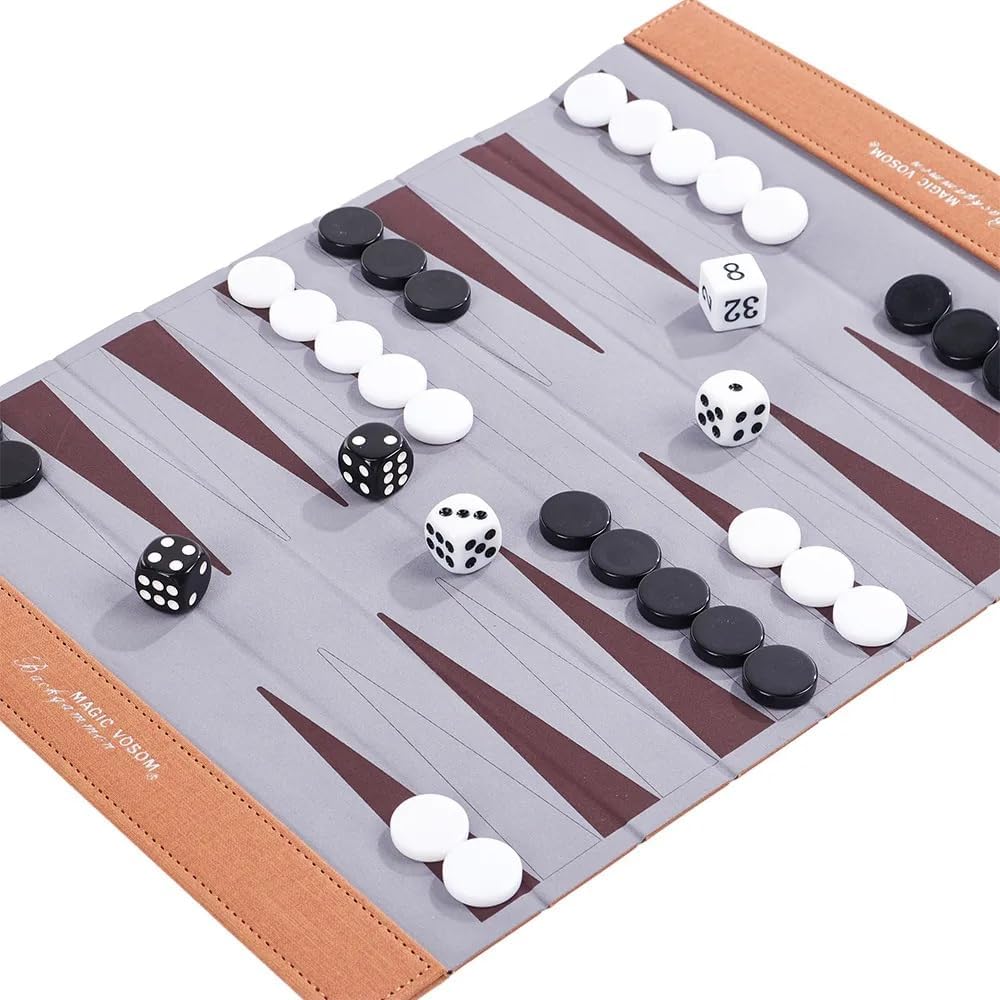 Backgammon Set for Adults, Backgammon Travel Set, Wrinkle-Resistant Foldable Chess and Checkers, Fun Outdoor Games for Family and Friends, Ideal Travel Game Set
