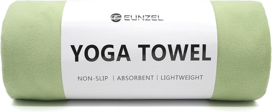 Eunzel Hot Yoga Towel Non Slip Yoga Mat Towel Non-Slip Sweat Absorbent Microfiber Towel for Hot Yoga, Pilates and Workout 72" x 26.5", Olive