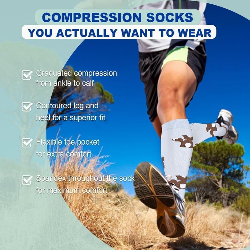 Graduated Compression Socks for Women&Men 20-30mmhg Knee High Socks Travel Hiking Running Stocking