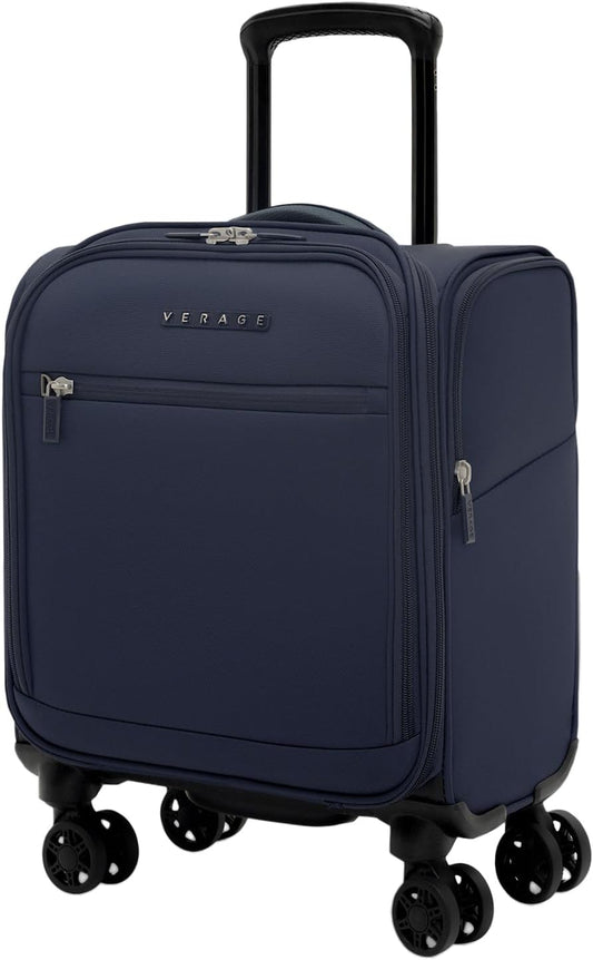 Verage Under Seat Luggage with Wheels, Softside Small Suitcase Spinner Carry On Luggage Bags for Airlines Airplanes Short Trip Men Women (Navy, 14-Inch Underseat)