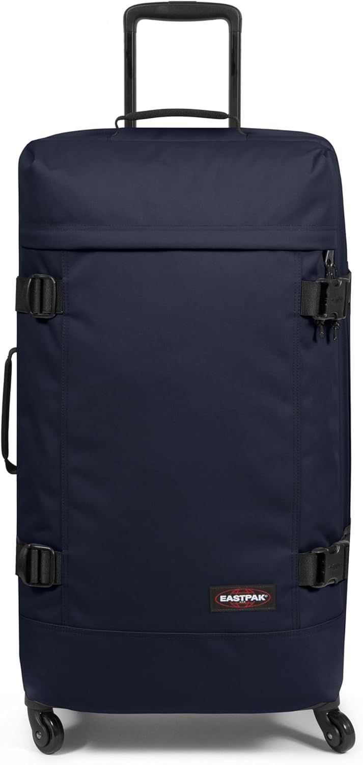 EASTPAK Trans4 L – 80L Large Wheeled Luggage with Dual Compartments, TSA Lock, 360° Spinner Wheels, and Diamond-Embossed Handle, Ultra Marine