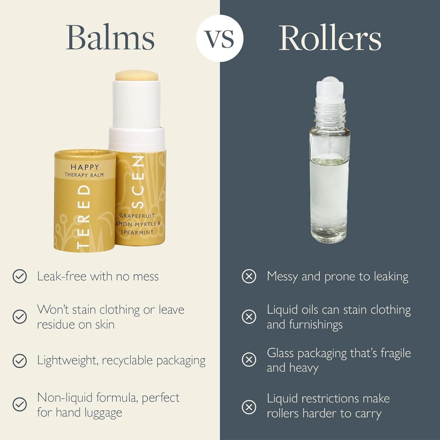 Scentered Aromatherapy Balm Stick - Happy - Mood Boost Roll On Essential Oils Blend for Positive Thinking - 100% Natural: Grapefruit, Cedarwood, Lemon Myrtle Essential Oil - Positive Gifts for Women